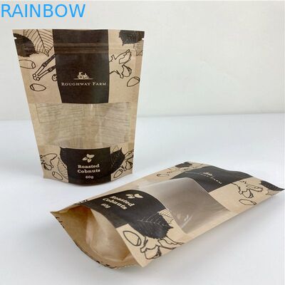 Digital Printed Stand Up Pouch Kertas Kraft Tas Bukti Bau Kemasan Makanan Doypack Dengan Jendela