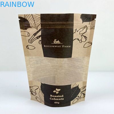 Digital Printed Stand Up Pouch Kertas Kraft Tas Bukti Bau Kemasan Makanan Doypack Dengan Jendela