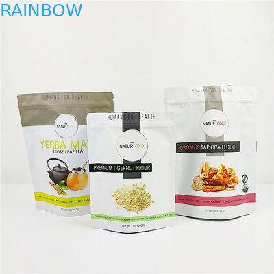 Kantong Kemasan Plastik 100mic CMYK Sereal ISO Gravure Mylar Stand Up Pouch