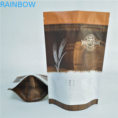 200g Matt Finish Black Ziplock Pouches Kemasan Fleksibel Stand Up Coffee Bag Kantong Plastik