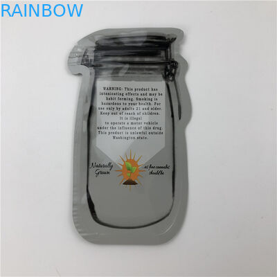 Kantong Mason Jar Untuk Biji CBD CBD Flower Gummies THC Indica Leaf Kantong Kemasan Tidak Beraturan Dengan Ritsleting