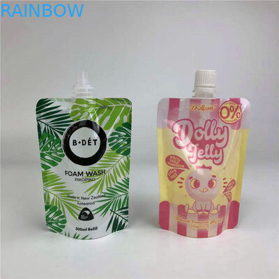 Kustomisasi pribadi 1 liter liquid stand up bag matte print label seed oil spout pouch