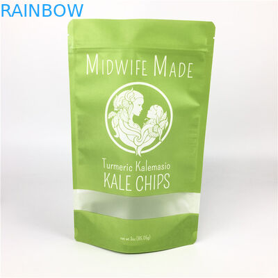 Custom Printed Food Grade Stand Up Zip Lock Seal Plastik Foil Biskuit Keripik Kertas Kemasan Tas Dengan Jendela Yang Jelas