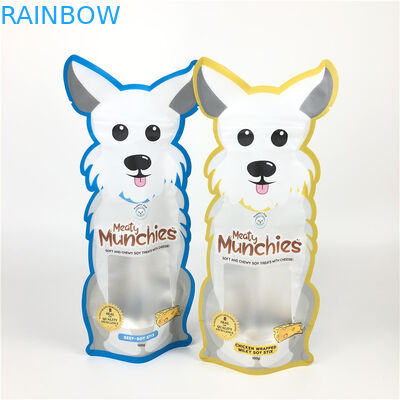 Kustom Ditutup Kembali Plastik Zip Lock Dog Treats Packaging Dengan Clear Window Soft Touch Plastic 3.5g Packs Mylar  Bags