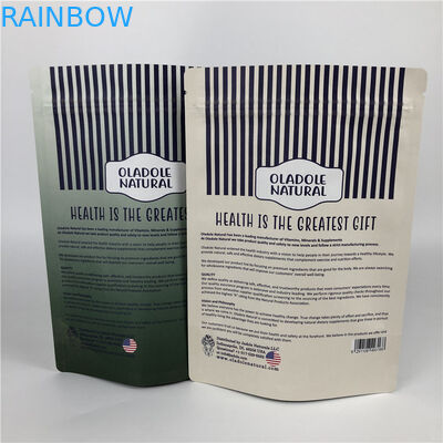 Chip Pencetakan Kustom Zip Lock Stand Up Pouch Kantong Kertas Kraft Putih