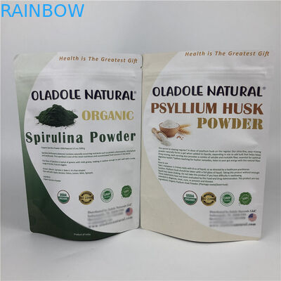 Chip Pencetakan Kustom Zip Lock Stand Up Pouch Kantong Kertas Kraft Putih