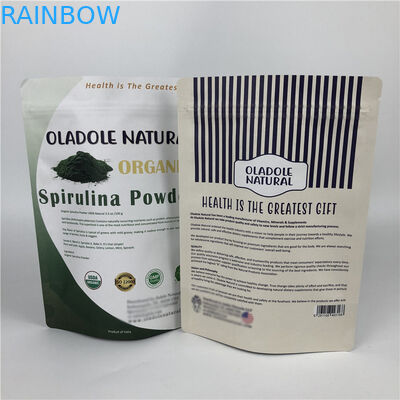 Chip Pencetakan Kustom Zip Lock Stand Up Pouch Kantong Kertas Kraft Putih