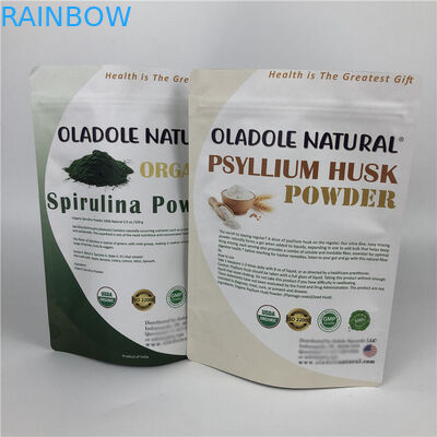 Chip Pencetakan Kustom Zip Lock Stand Up Pouch Kantong Kertas Kraft Putih