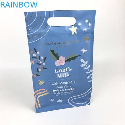 Flat Bottom ZIp Lock Food Grade Tas Bawah Datar Dengan Pegangan Untuk Kemasan Lulur Tubuh