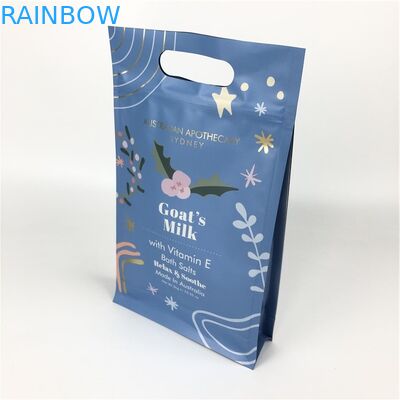 Flat Bottom ZIp Lock Food Grade Tas Bawah Datar Dengan Pegangan Untuk Kemasan Lulur Tubuh