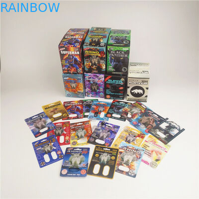 Pill Rhino Capsule Blister Packaging Paper Cards Rhino 7 200mic Kertas daur ulang