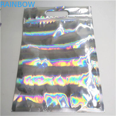 Tas Aluminium Foil Mylar yang Dapat Ditutup Kembali Zipper Lock Holographic Packaging Bag