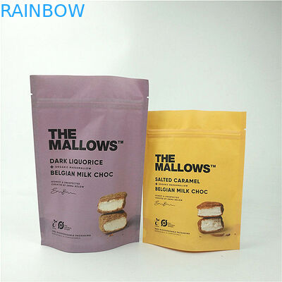 Makanan Ringan Susu Coklat Kraft Paper Stand Up Pouch Laminated MOPP PET PE