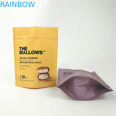 Makanan Ringan Susu Coklat Kraft Paper Stand Up Pouch Laminated MOPP PET PE