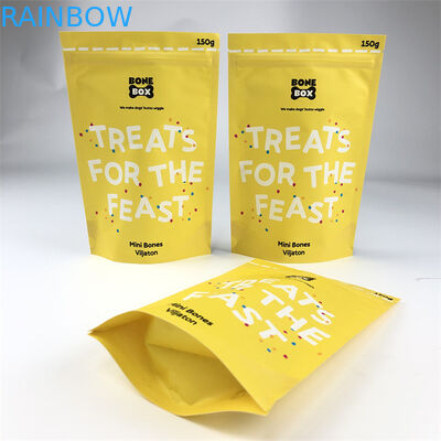 CMYK Pet Food Packaging Aluminium Foil Bag Berdiri Dengan Ritsleting