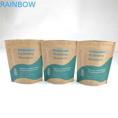 Kantong Kemasan Cair Shampoo Ramah Lingkungan Stand Up Zipper Bags Kraft Paper