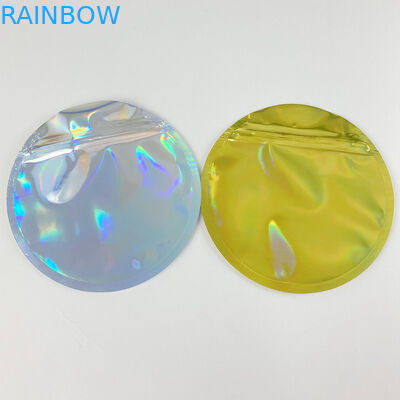 Holographic Mylar Printed Coin Zipper Packaging Bags Circle Shaped 3.5g