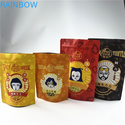 Dicetak Snack Protein Bar Popcorn Mylar Ziplock Bags Paket Makanan Plastik 250g