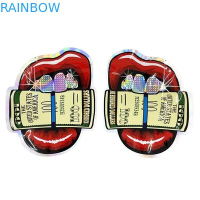 Kustom Tidak Teratur Bentuk Mylar Plastic Zipper Bag Bau Bukti 3.5g 7g