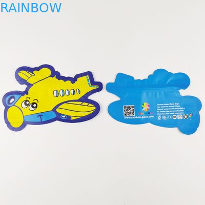 Tas Mylar Cetak Kustom Berbentuk Khusus Die Cut Kantong Tidak Beraturan Dengan Ritsleting