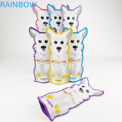 Tas Mylar Cetak Kustom Berbentuk Khusus Die Cut Kantong Tidak Beraturan Dengan Ritsleting