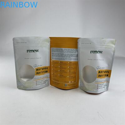 Biodegradable PLA Clear Window Stand Up Pouch 100g 250g 500g Untuk Camilan Kacang Mete