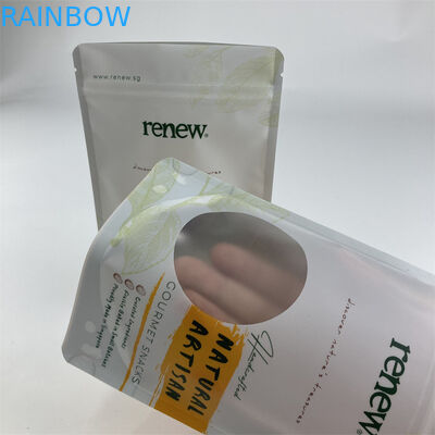 Biodegradable PLA Clear Window Stand Up Pouch 100g 250g 500g Untuk Camilan Kacang Mete