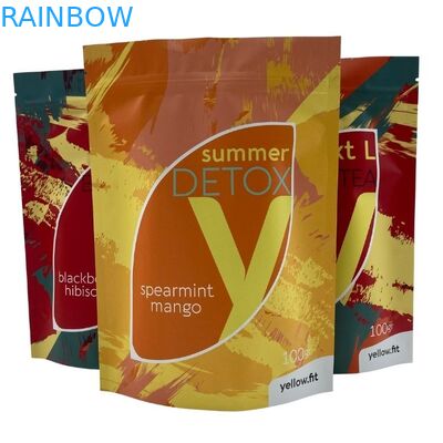 Ritsleting Bukti Kelembaban Stand Up Pouch Untuk Makanan Teh Kopi Kemasan