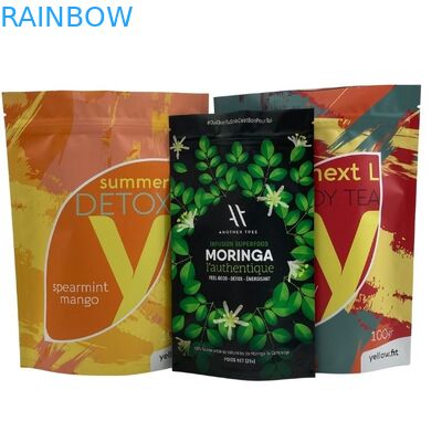 Ritsleting Bukti Kelembaban Stand Up Pouch Untuk Makanan Teh Kopi Kemasan