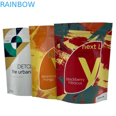 Ritsleting Bukti Kelembaban Stand Up Pouch Untuk Makanan Teh Kopi Kemasan