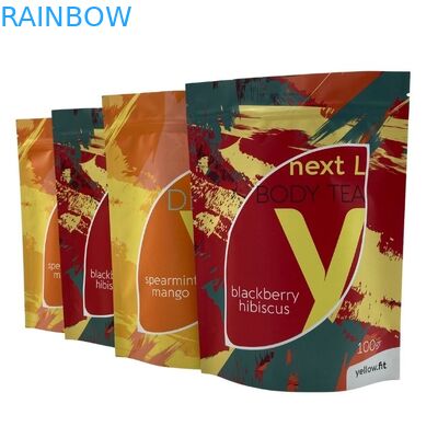 Ritsleting Bukti Kelembaban Stand Up Pouch Untuk Makanan Teh Kopi Kemasan