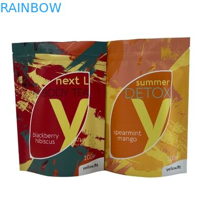 Ritsleting Bukti Kelembaban Stand Up Pouch Untuk Makanan Teh Kopi Kemasan