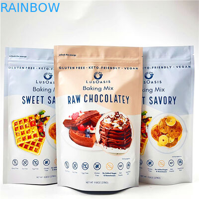 Dicetak Food Grade Mylar Pouch Cookie Cake Snack Bag Packaging Zip Lock Laminated