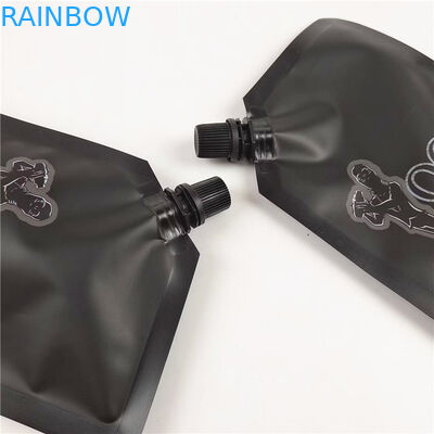 Squeeze Liquid Stand Up Spout Pouch Bag Black Matte Print Label Juice