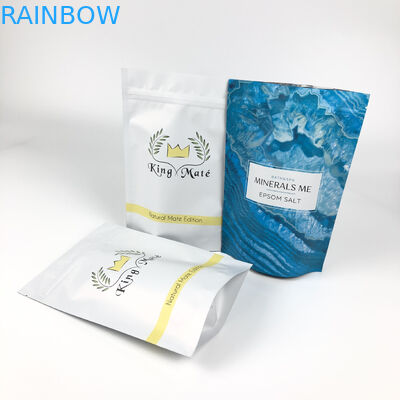 Dicetak Reusable Packaged Pouches Untuk Bath Soak Stand Up Aluminium Zipper Matte Blue Mylar