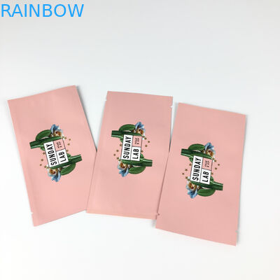 Kemasan Bunga Kering Pink Heat Mylar Bag Printing Center Kantong Tertutup Tiga Sisi