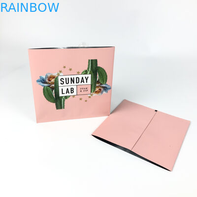 Kemasan Bunga Kering Pink Heat Mylar Bag Printing Center Kantong Tertutup Tiga Sisi