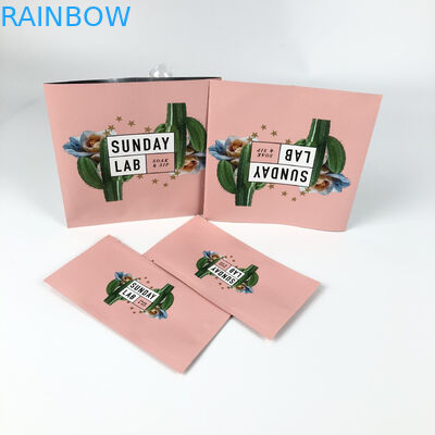 Kemasan Bunga Kering Pink Heat Mylar Bag Printing Center Kantong Tertutup Tiga Sisi