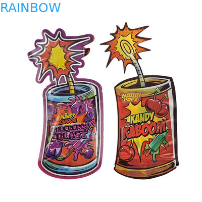 Ritsleting Pengaman Khusus Berbentuk Khusus 3.5g Kemasan Makanan Ringan Die Cut Mylar Bag Tidak Teratur