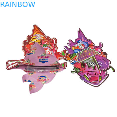 3.5g 7g Kue Permen Tidak Teratur Kustom Bentuk Khusus Kemasan Bau Bukti Mylar Die Cut Bags