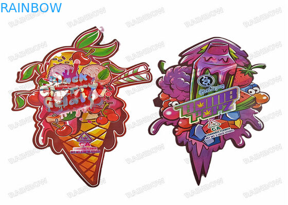 3.5g Die Cut Edible Holograph Irregular Bentuk Khusus Kemasan Makanan Plastik Zipper Mylar Bag