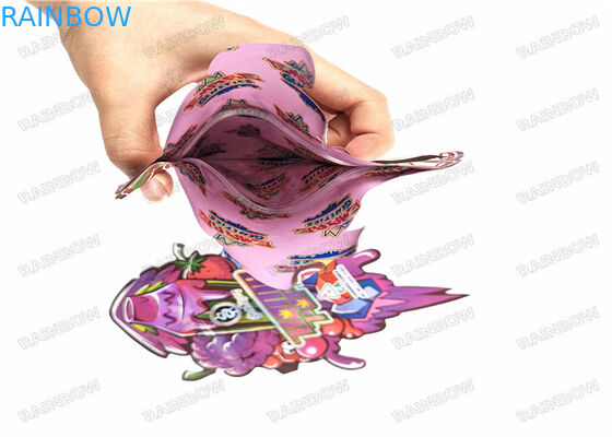 3.5g Die Cut Edible Holograph Irregular Bentuk Khusus Kemasan Makanan Plastik Zipper Mylar Bag