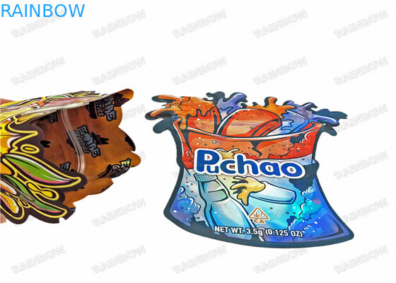 Ziplock Pouch 3.5g 7g 14g Bentuk Khusus Makanan Kustom Bau Bukti Die Cut Mylar Bag