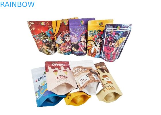 Kantong Berdiri Plastik Aluminium Foil Tas Ziplock Mylar yang Dapat Ditutup Kembali Tahan Bau