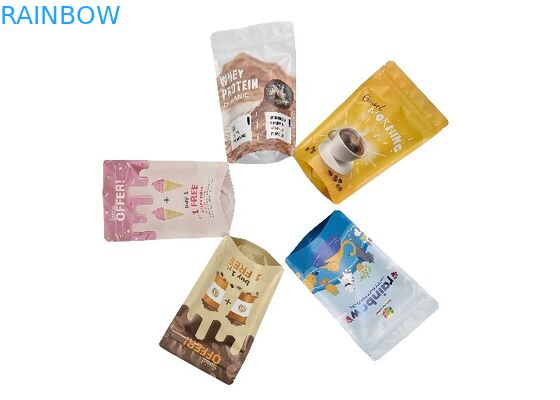 Kantong Berdiri Plastik Aluminium Foil Tas Ziplock Mylar yang Dapat Ditutup Kembali Tahan Bau