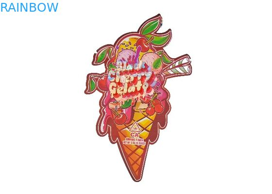 Tas Ziplock Mylar Hologram 3.5g Pengaman Plastik Pengaman Anak Die Cut Berbentuk Khusus Tidak Beraturan