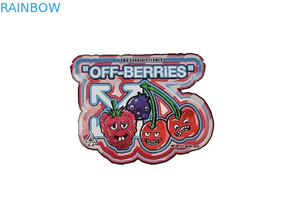 Tas Ziplock Mylar Hologram 3.5g Pengaman Plastik Pengaman Anak Die Cut Berbentuk Khusus Tidak Beraturan