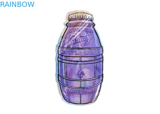 Tas Mylar Kustom Die Cut Plastik Lukisan Hologram Berbentuk Khusus 3.5g