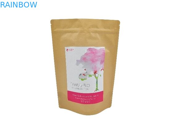 Kantong Stand Up Biodegradable Desain Kustom Tas Kemasan Kopi Kertas Kraft