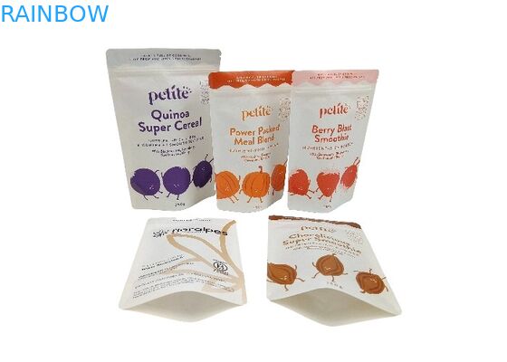 Kantong Stand Up Biodegradable Desain Kustom Tas Kemasan Kopi Kertas Kraft